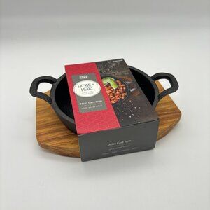 BW Home + Heart Round Mini Pre-Seasoned Cast Iron with Wood Trivet, Kitchen